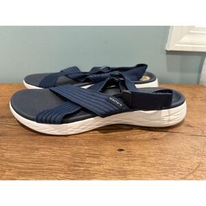 Skechers GOga Mat‎ Sandals Women's Size 11 Navy Blue Cross Strap Platform